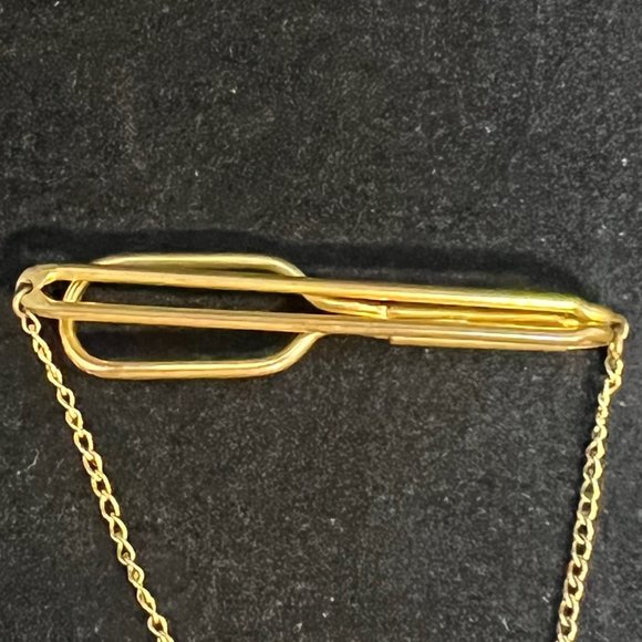 Vintage Swank AJ5 Gold Tone With Spinels Tie Bar (2872) - Picture 3 of 5